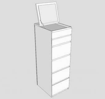 白色6个抽屉柜SU模型下载_sketchup草图大师SKP模型