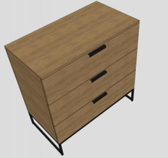 宜家的3个抽屉斗柜SU模型下载_sketchup草图大师SKP模型