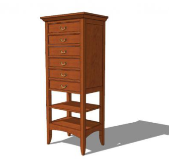 现代振动筛六抽屉柜SU模型下载_sketchup草图大师SKP模型