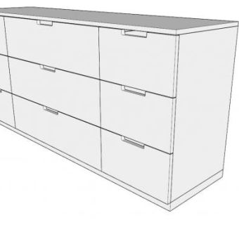 白色9个抽屉简约抽屉柜SU模型下载_sketchup草图大师SKP模型