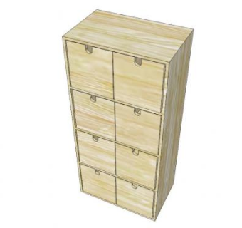 天然松木斗柜SU模型下载_sketchup草图大师SKP模型