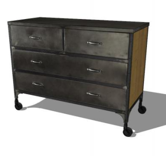 工业风格梳妆台SU模型下载_sketchup草图大师SKP模型