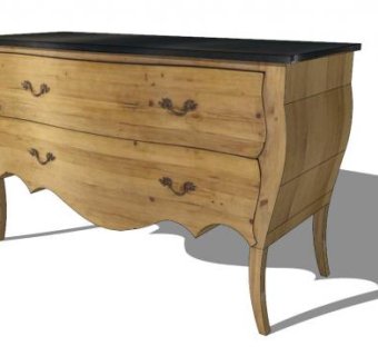 松木高贵梳妆台SU模型下载_sketchup草图大师SKP模型