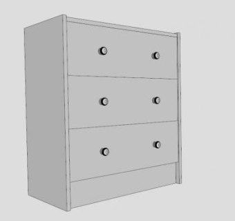 白色宜家抽屉柜SU模型下载_sketchup草图大师SKP模型