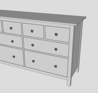 白色8个抽屉柜SU模型下载_sketchup草图大师SKP模型