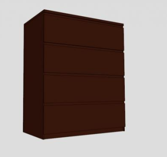 棕色4个抽屉柜SU模型下载_sketchup草图大师SKP模型