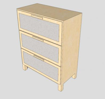 宜家3个抽屉柜SU模型下载_sketchup草图大师SKP模型