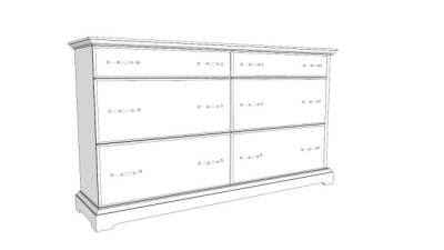 经典6个抽屉柜SU模型下载_sketchup草图大师SKP模型