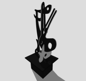 亚伦黑白眼睛雕塑SU模型下载_sketchup草图大师SKP模型