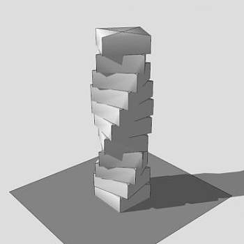 现代旋转雕塑SU模型下载_sketchup草图大师SKP模型
