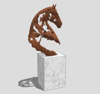 现代马头雕刻SU模型下载_sketchup草图大师SKP模型