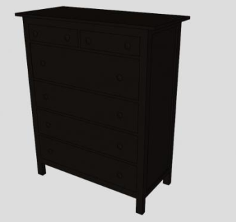宜家黑色的抽屉柜SU模型下载_sketchup草图大师SKP模型