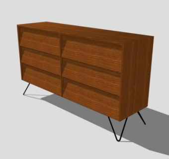 简单的现代六抽屉柜SU模型下载_sketchup草图大师SKP模型