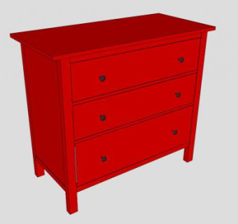 红色宜家斗柜SU模型下载_sketchup草图大师SKP模型