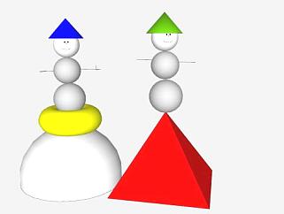 现代雪人雕塑SU模型下载_sketchup草图大师SKP模型