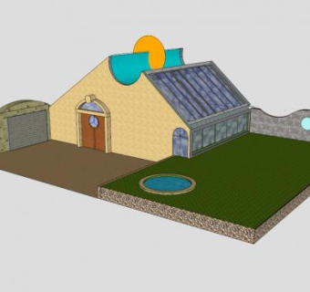 现代雕塑研讨会SU模型下载_sketchup草图大师SKP模型