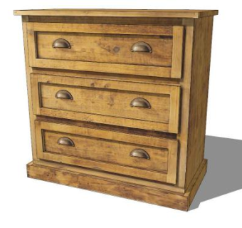 松木抽屉梳妆台SU模型下载_sketchup草图大师SKP模型