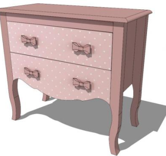 粉红色斗柜SU模型下载_sketchup草图大师SKP模型