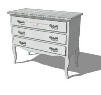 白色木质现代梳妆台SU模型下载_sketchup草图大师SKP模型