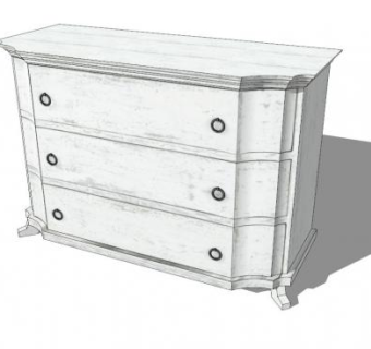 经典白色梳妆台SU模型下载_sketchup草图大师SKP模型