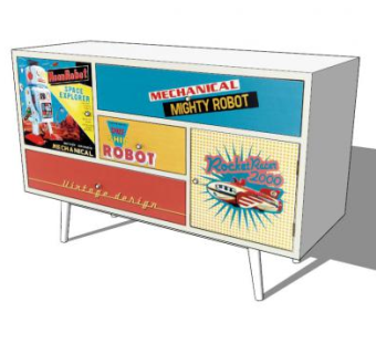 复古木质梳妆台SU模型下载_sketchup草图大师SKP模型