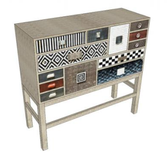 芒果木斗柜SU模型下载_sketchup草图大师SKP模型