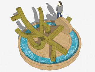 木质类橡木雕塑SU模型下载_sketchup草图大师SKP模型