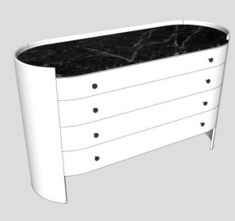 弯曲的清漆胶合板斗柜SU模型下载_sketchup草图大师SKP模型