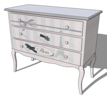 淡粉色五斗橱SU模型下载_sketchup草图大师SKP模型