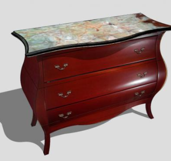 复古三个抽屉柜子SU模型下载_sketchup草图大师SKP模型