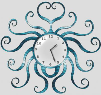 简欧浅蓝挂钟SU模型下载_sketchup草图大师SKP模型