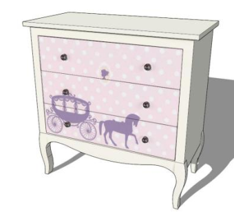 粉红色木质梳妆台SU模型下载_sketchup草图大师SKP模型