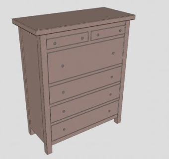 深棕色的抽屉柜SU模型下载_sketchup草图大师SKP模型