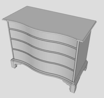 波浪型白色斗柜SU模型下载_sketchup草图大师SKP模型