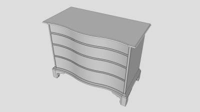 波浪型白色斗柜SU模型下载_sketchup草图大师SKP模型