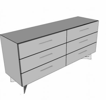 胡桃木梳妆台SU模型下载_sketchup草图大师SKP模型