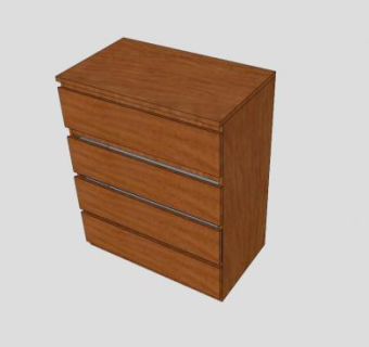 小型4抽屉柜SU模型下载_sketchup草图大师SKP模型