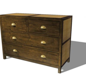 柚木和竹子现代抽屉柜SU模型下载_sketchup草图大师SKP模型