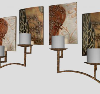 墙装饰烛台SU模型下载_sketchup草图大师SKP模型