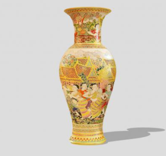 豪华泰国陶瓷花瓶SU模型下载_sketchup草图大师SKP模型