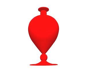 红色陶瓷花瓶SU模型下载_sketchup草图大师SKP模型