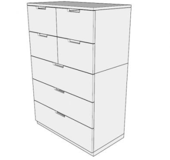 白色7个抽屉的边柜SU模型下载_sketchup草图大师SKP模型