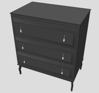 3个抽屉的梳妆台SU模型下载_sketchup草图大师SKP模型