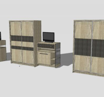 衣柜和抽屉柜组合式SU模型下载_sketchup草图大师SKP模型
