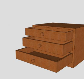 棕色简约抽屉柜SU模型下载_sketchup草图大师SKP模型