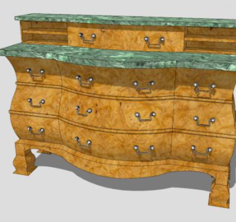 维多利亚风格的梳妆台SU模型下载_sketchup草图大师SKP模型