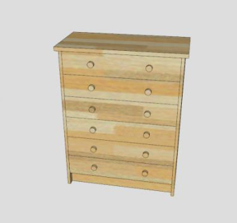 简单的缩放木制抽屉柜SU模型下载_sketchup草图大师SKP模型