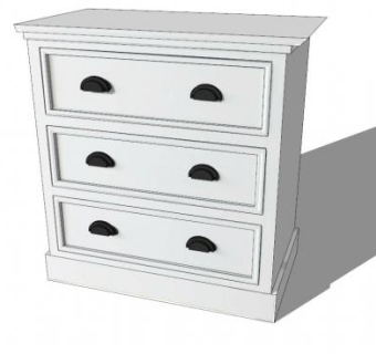 纽波特白色梳妆台SU模型下载_sketchup草图大师SKP模型