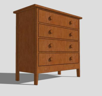 樱桃木抽屉柜SU模型下载_sketchup草图大师SKP模型