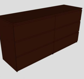 6个抽屉柜简约棕色SU模型下载_sketchup草图大师SKP模型